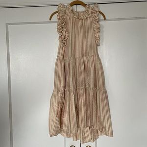 ulla johnson tamsin dress natural pink metallic stripe sz 4